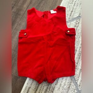 Vintage Red Velvet Romper Button Christmas Holiday